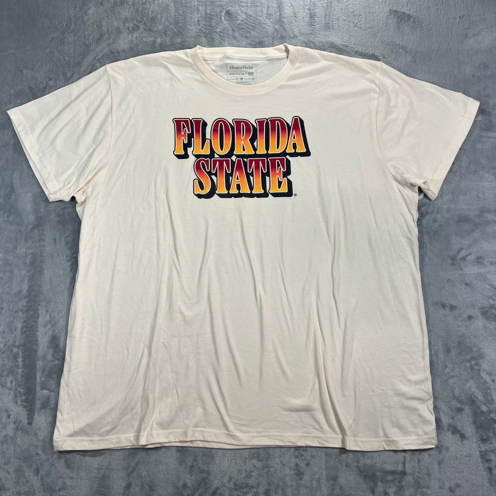 Florida State T Shirt Mens 4XL Cream Graphic Print SS Tee Homefield Seminoles